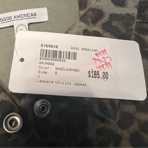 GOOD AMERICAN Leopard Print Cotton Utility Jacket in a Size 0 (XS). NWT - Picture 9 of 9